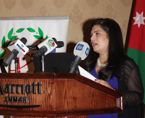 HRH Princess Sumaya delivers a speech at the first conference of the Jordanian Scientists and Technologists Abroad network in Amman on Thursday (Photo courtesy of Royal Scientific Society)